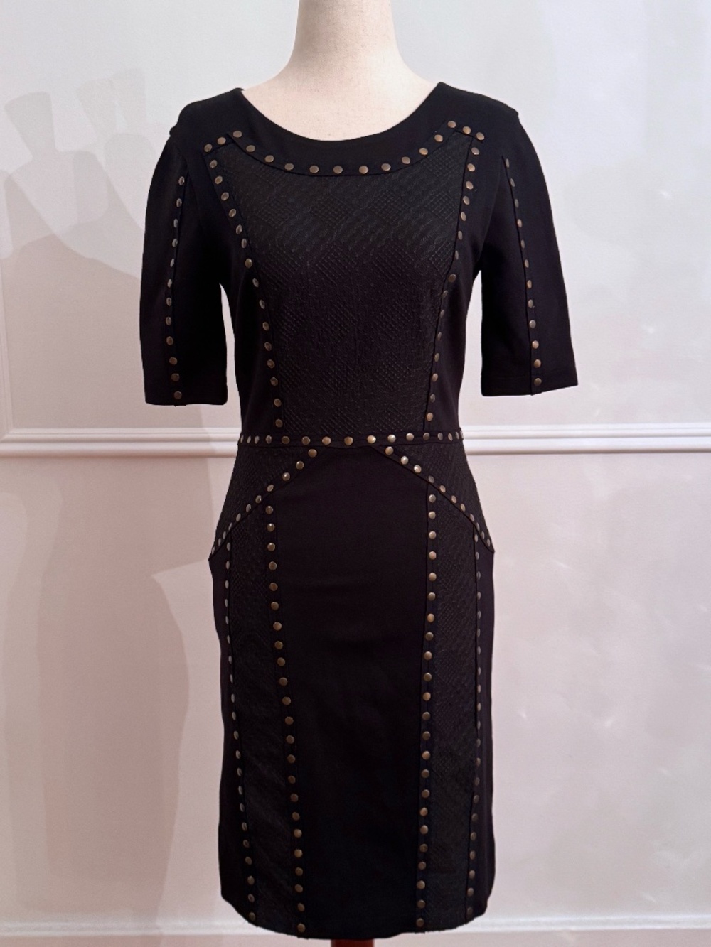 BCBGMAXAZRIA Isadora Studded Bodycon Sheath Dress Black Size XS